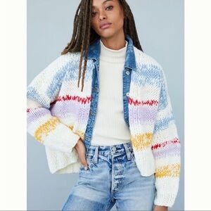 Anthropologie Grazia Striped Chunky Cardigan